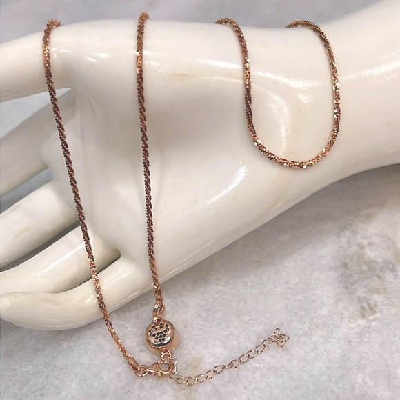 Sterling Silver 14K RG Chain with RG Thai Black Spinel Magnetic Extender Clasp